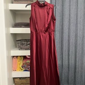 Lulus Maroon Silk Dress with side slits